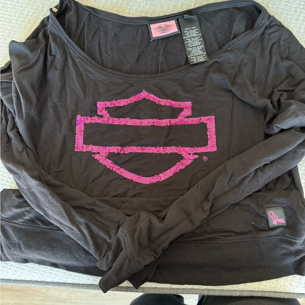 Harley-Davidson Women's Black Sweatshirt with Pink Logo